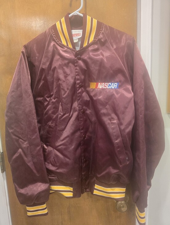Nascar Other - Hartwell Vintage 90's NASCAR Varsity Bomber Jacket Mens Sz Small Burgundy USA